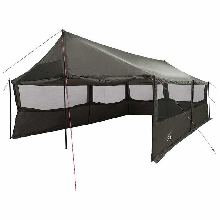 vidaXL Familietent Bruin grijs 600 x 400 x 268 cm Polyester, Caravanes & Camping, Tentes, Envoi