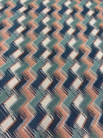 Tissu Tapisserie Gobelin Dessin Exclusif Zigzag Bleu - Tissu