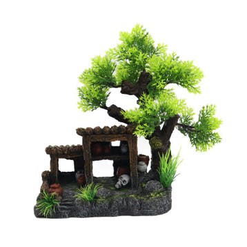 Hutje onder boom 21cm / Aquariumdecoratie As-157, Verzenden, Nieuw, Gevuld zeewateraquarium
