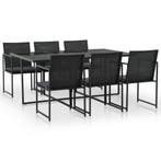 vidaXL 7-delige Tuinset met kussens poly rattan zwart, Verzenden, Tuinset