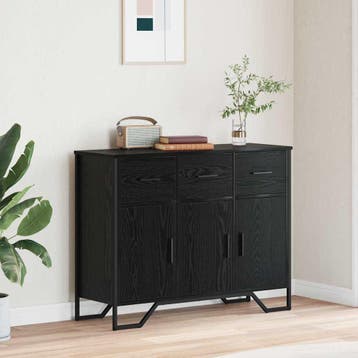 vidaXL Dressoir met lade Zwart Eiken 97 x 32,5 x 74,5 cm, Huis en Inrichting, Kasten | Dressoirs, Verzenden, Nieuw