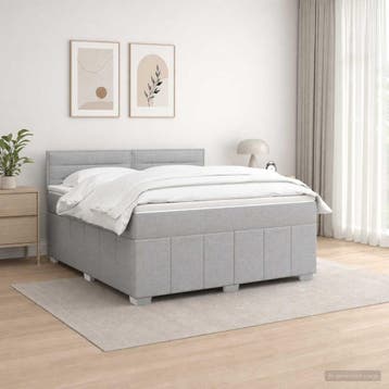 vidaXL Boxspringbed met matras Lichtgrijs 140 x 190 cm Stof, Verzenden, Nieuw