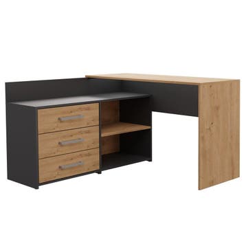 Hoekbureau met lades Antraciet Eiken (Kantoor), Huis en Inrichting, Verzenden, Nieuw