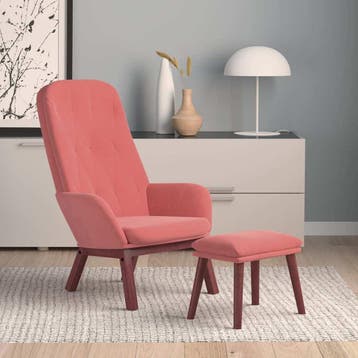 vidaXL Relaxstoel met voetenbank fluweel roze, Verzenden, Nieuw