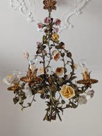 Kroonluchter - IJzer - Roselline keramiek