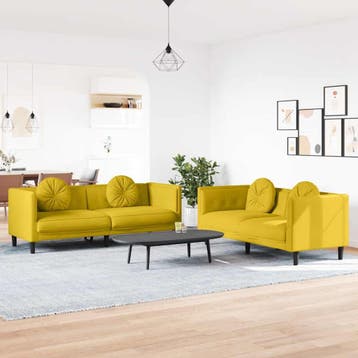 vidaXL 2-delige Loungeset met kussens fluweel geel, Huis en Inrichting, Verzenden, Nieuw