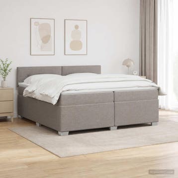 vidaXL Boxspringbed met matras en LED Taupe 200 x 200 cm, Verzenden, Nieuw