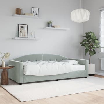 vidaXL Slaapbank met matras 90x200 cm fluweel lichtgrijs, Verzenden, Nieuw
