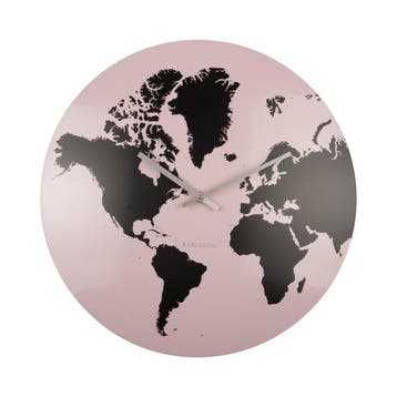 Karlsson Wandklok World Map roze | Retourdeal 29% korting, Verzenden, Nieuw