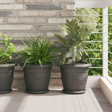 vidaXL Plantenpotten 6 st Zwart Ø 30 x 25 cm Kunststof, Verzenden