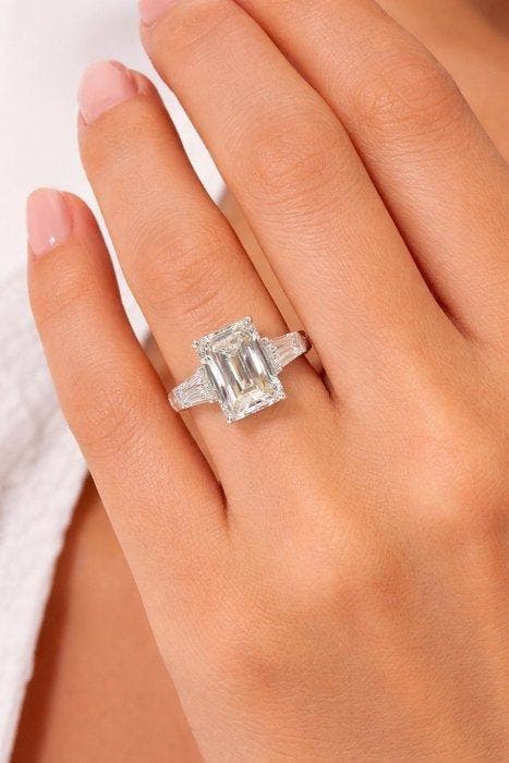 Ring - 18 karaat Witgoud - 5.10ct. tw. Diamant (Lab-grown) -, Bijoux, Sacs & Beauté, Bagues