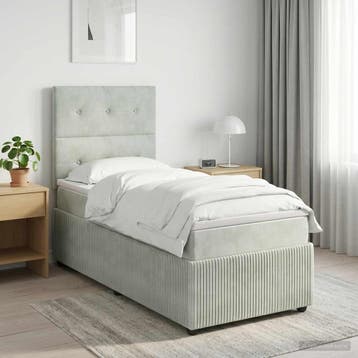 vidaXL Boxspringbed met matras Lichtgrijs 90 x 200 cm, Verzenden
