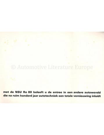 1971 NSU RO 80 BROCHURE NEDERLANDS