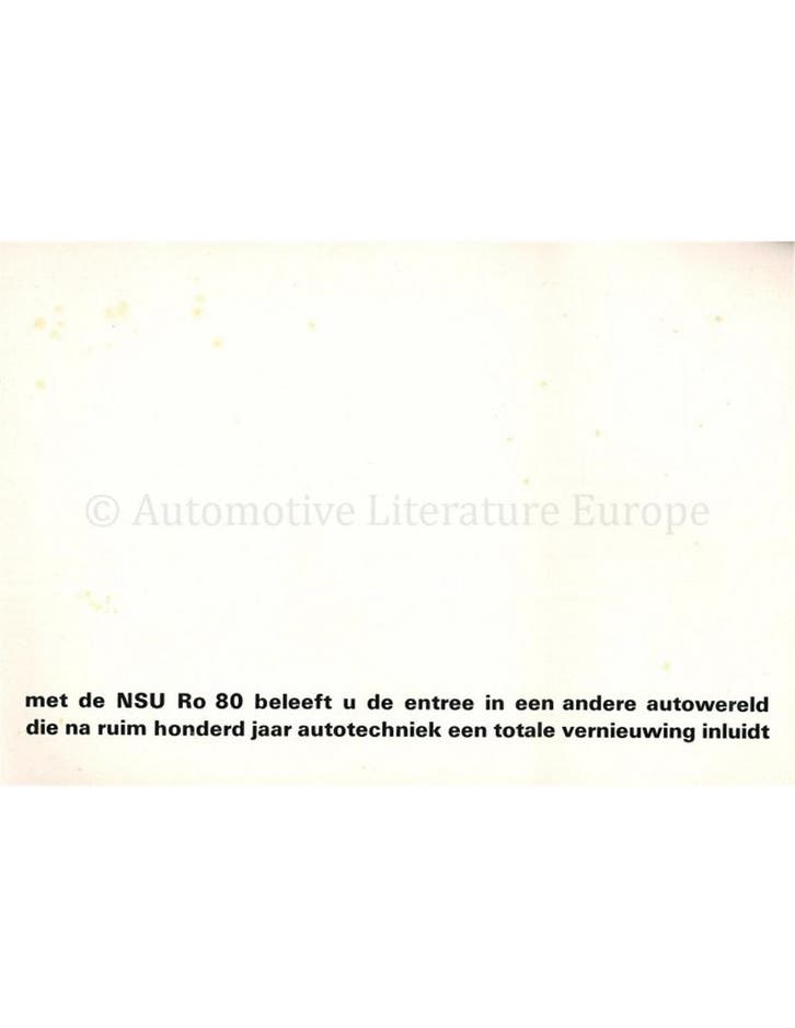 1971 NSU RO 80 BROCHURE NEDERLANDS, Livres, Autos | Brochures & Magazines