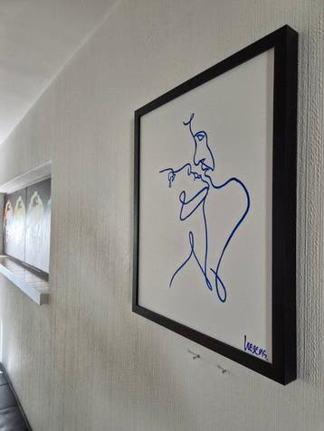 Liesens - Kiss me quick (Handpainted on white canvas met