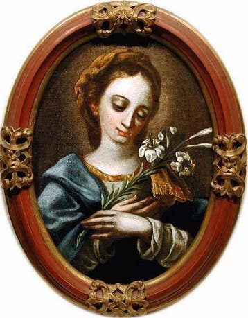 Carlo Dolci (1616 -1686) Circle of - Madonna with a Lily