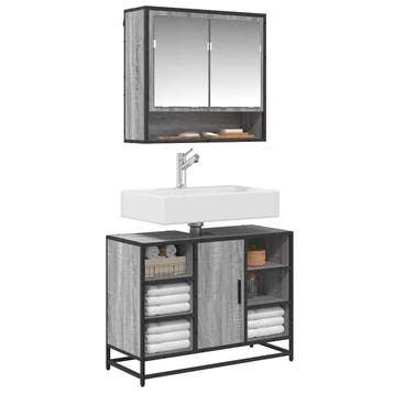 vidaXL Wastafelkast 80x33x60 cm bewerkt hout grijs sonoma, Huis en Inrichting, Verzenden, Nieuw