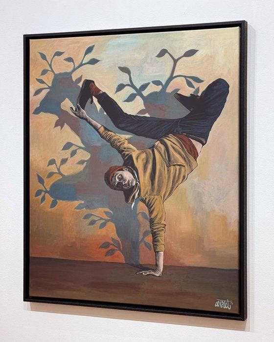 Levalet (1988) - Planté là, peinture sur toile originale, Antiek en Kunst, Kunst | Schilderijen | Modern