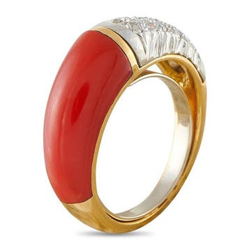 Bague - 18 carats Bague en or jaune 18 carats avec diamant