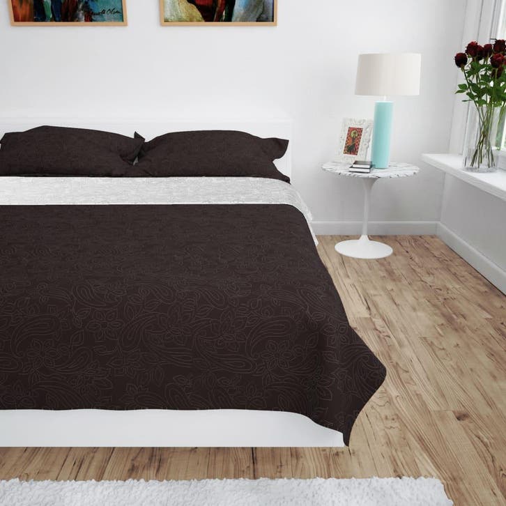 vidaXL Bedsprei dubbelzijdig 170x210 cm quilt crème en bruin, Maison & Meubles, Chambre à coucher | Linge de lit, Envoi