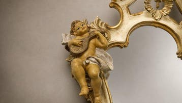 Spiegel - Hars, Composiet, Glas - rococo met engeltjes, Antiquités & Art