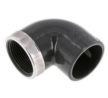PVC 90deg Elbow Fitting Female Socket 40x51mm x Female Rp 1, Verzenden