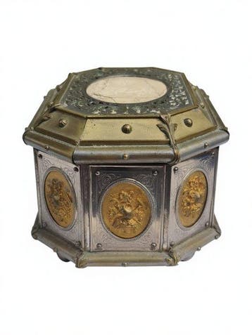 Neoclassicisme Trouwkist - Hout, Messing, Albast - Rond 1860