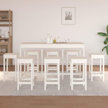 vidaXL 9-delige Barset massief grenenhout wit, Huis en Inrichting, Verzenden, Nieuw