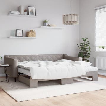 vidaXL Slaapbank met onderschuifbed en matrassen 90x200 cm, Verzenden