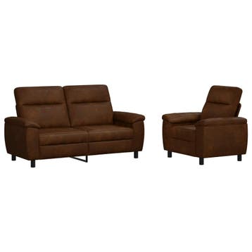 vidaXL bank / zetelstel 2 pcs Bruin Kunst Suède Leer, Huis en Inrichting, Verzenden, Nieuw