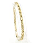 Gouden gourmet/fantasie schakelarmband, Handtassen en Accessoires, Armbanden, Ophalen of Verzenden, Gebruikt, Overige kleuren