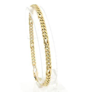 Gouden gourmet/fantasie schakelarmband, Handtassen en Accessoires, Armbanden, Ophalen of Verzenden, Gebruikt, Goud, Goud