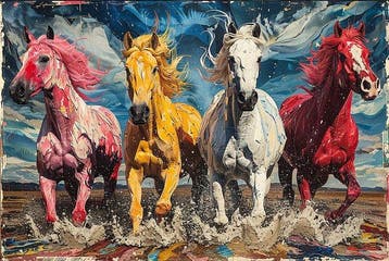 I_KONIQ - Multicoloured Horses free ride