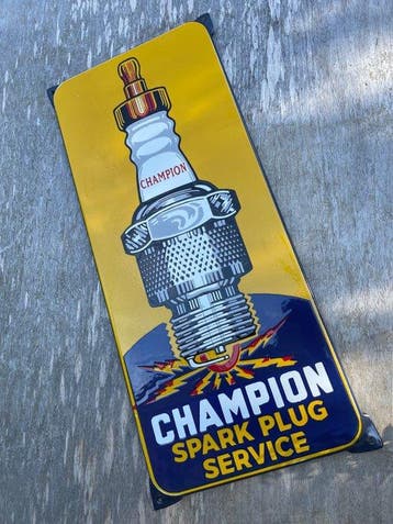 Enseigne en émail - CHAMPION Bougies dallumage - Panneau