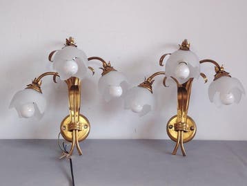 Italian Florentine style vintage wall lamp pair. - Wandlamp