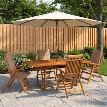 vidaXL 5-delige tuin eetset Naturel Massief Acacia Hout, Verzenden, Nieuw