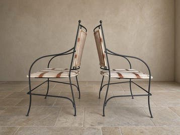 Chaise (2) - Une paire de fauteuils de salle à manger en fer