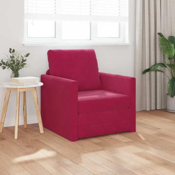 vidaXL Slaapbank / zetel Wijnrood 74 x 77 x 81 cm Fluweel, Verzenden