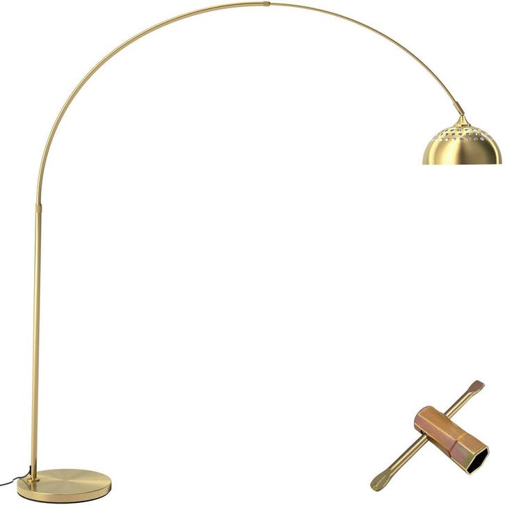 tectake Booglamp Arcus, staal, retro-stijl, 60W - goud, Maison & Meubles, Lampes | Autre, Envoi