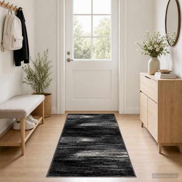 vidaXL Lopers Tapijt FLORNES Geweven Zwart 80 x 350 cm PP 7, Verzenden, Nieuw