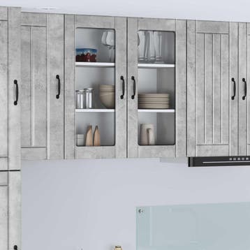 vidaXL Wandglas Kasten LUCCA Betongrijs 80 x 31 x 80 cm, Verzenden, Nieuw
