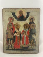 Icône - Les Six Saints - Bois, Antiquités & Art