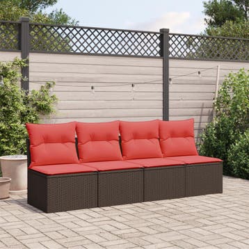 vidaXL | Tuinbank | met kussen Bruin 220 x 62 x 69 cm poly, Verzenden, Nieuw