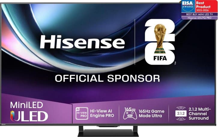 Hisense 65U7QTPRO - 65 inch - 4K ULED - 165 Hz - Smart TV -, TV, Hi-fi & Vidéo, Télévisions, Enlèvement ou Envoi
