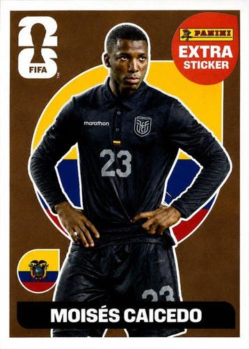 2022 Panini WC Qatar 2022 Moisés Caicedo, Mohamed Salah,, Nieuw