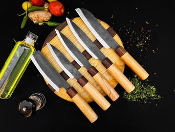 Keukenmes - Kitchen knife set - 587 - Staal, Hout,