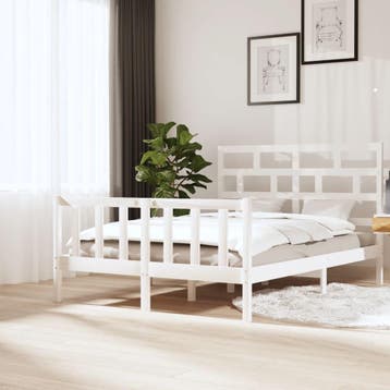 vidaXL Bedframe massief grenenhout wit 160x200 cm, Verzenden, Nieuw