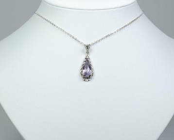 - min. 800 zilver - natuurlijke amethist - Ketting met