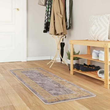 vidaXL Tapijt Runner MARSA Grijs en Goud 50 x 100 cm, Verzenden, Nieuw