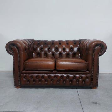 Chesterfield style - Canapé - club - Cuir, Bois - Rétro
